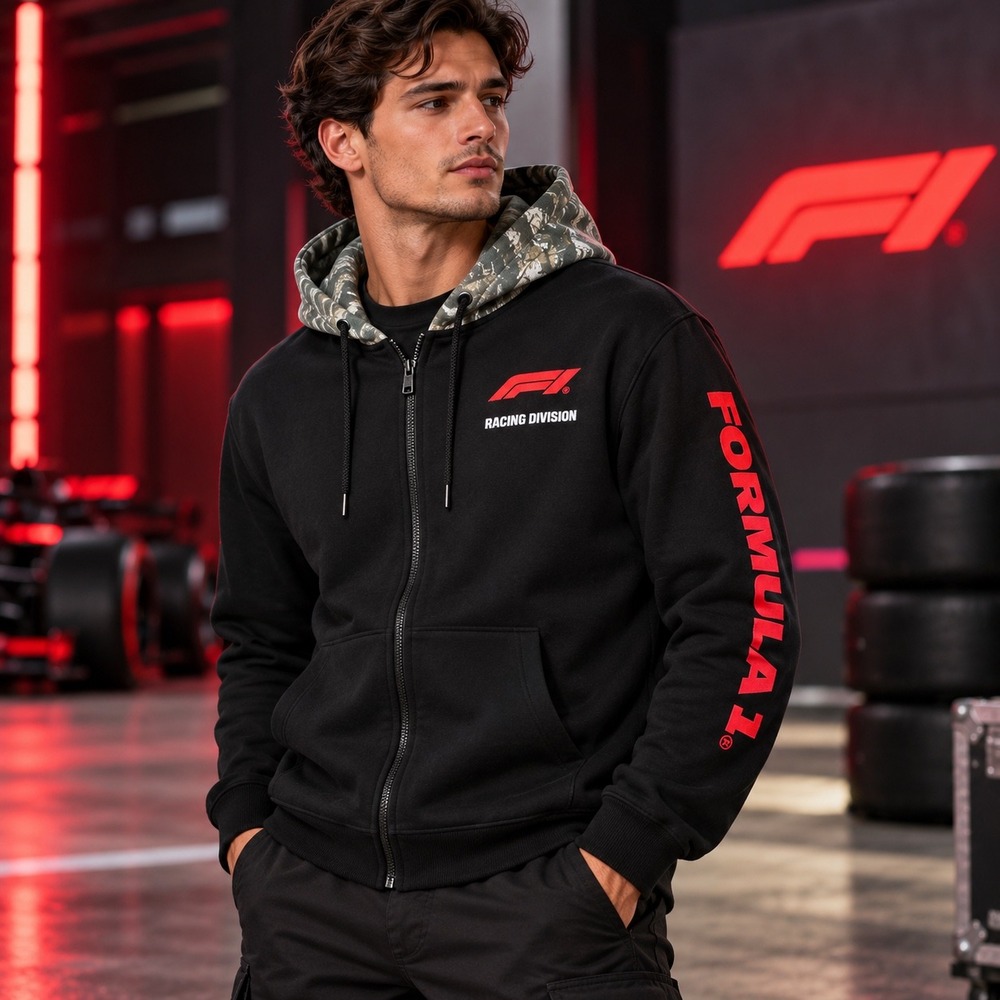 Formula 1 F1 Racing Division Camo Full Zip Hoodie Black Men's L NWT